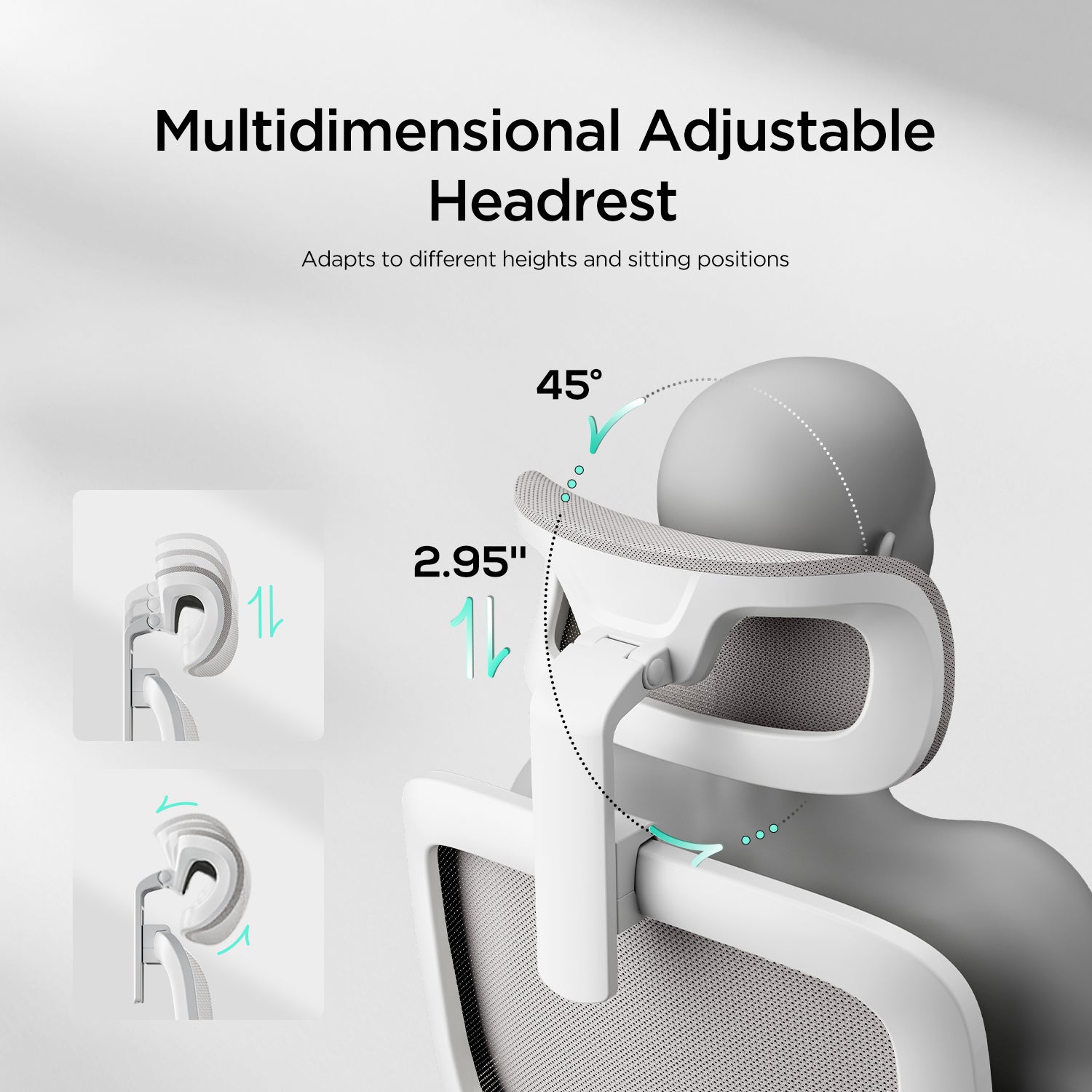 HBADA P1 Ergonomic Office Chair white headrest