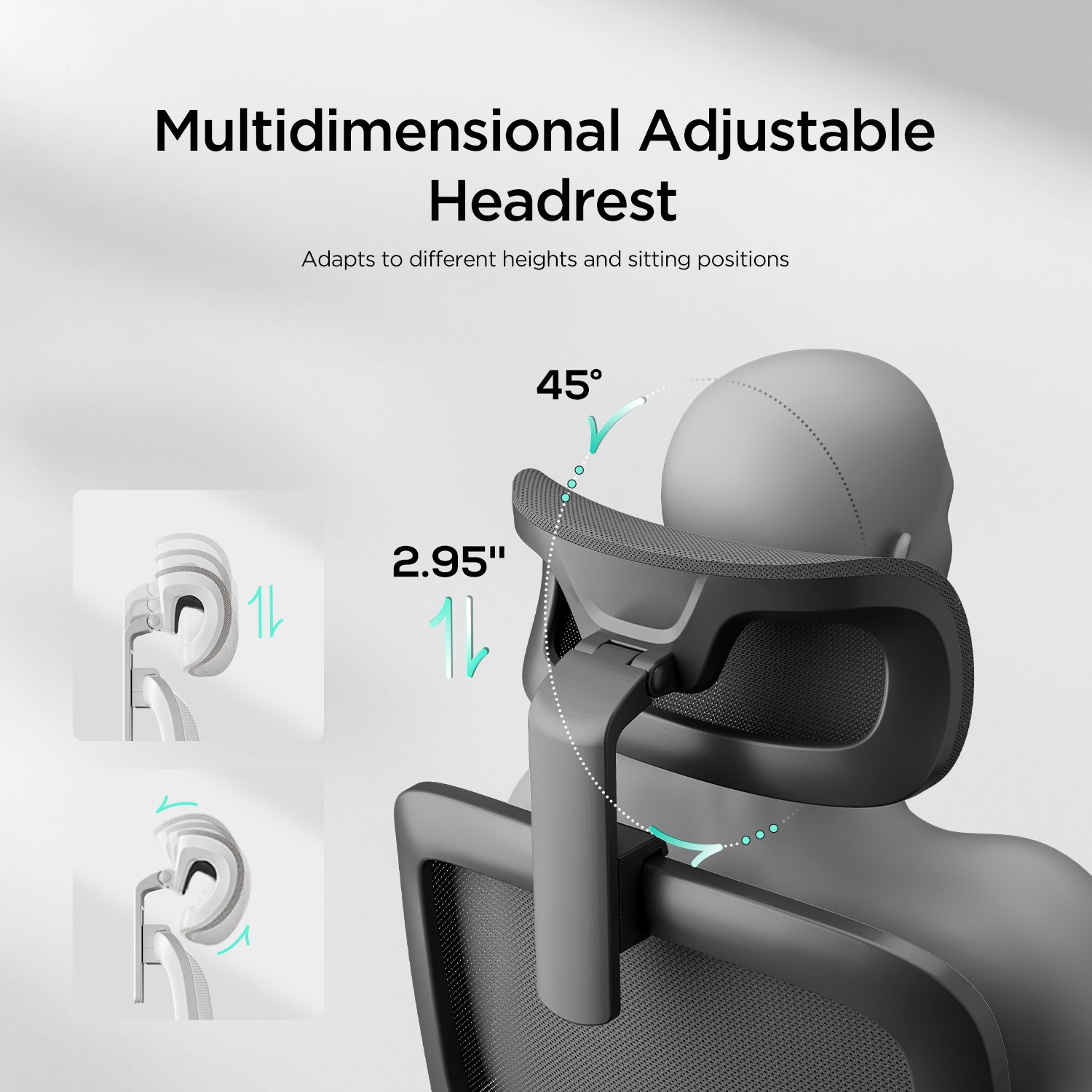 HBADA P1 Ergonomic Office Chair black headrest