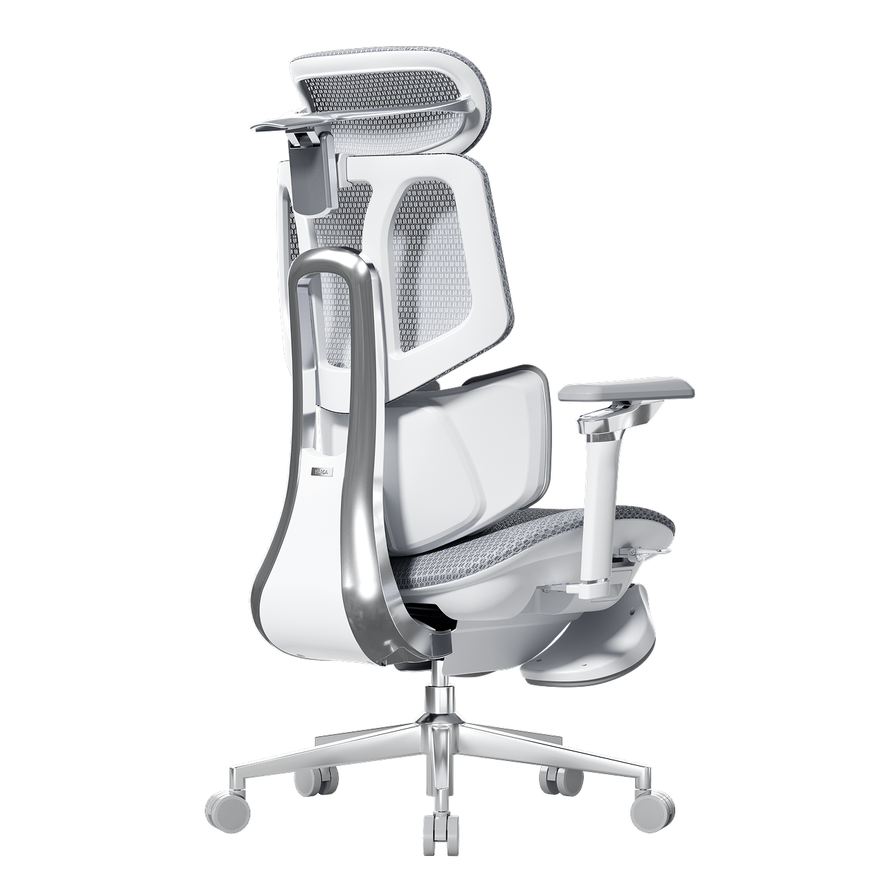 HBADA X7 Smart Gray: Big and tall ergonomic chair supporting up to 150kg with reinforced aluminum base.~0