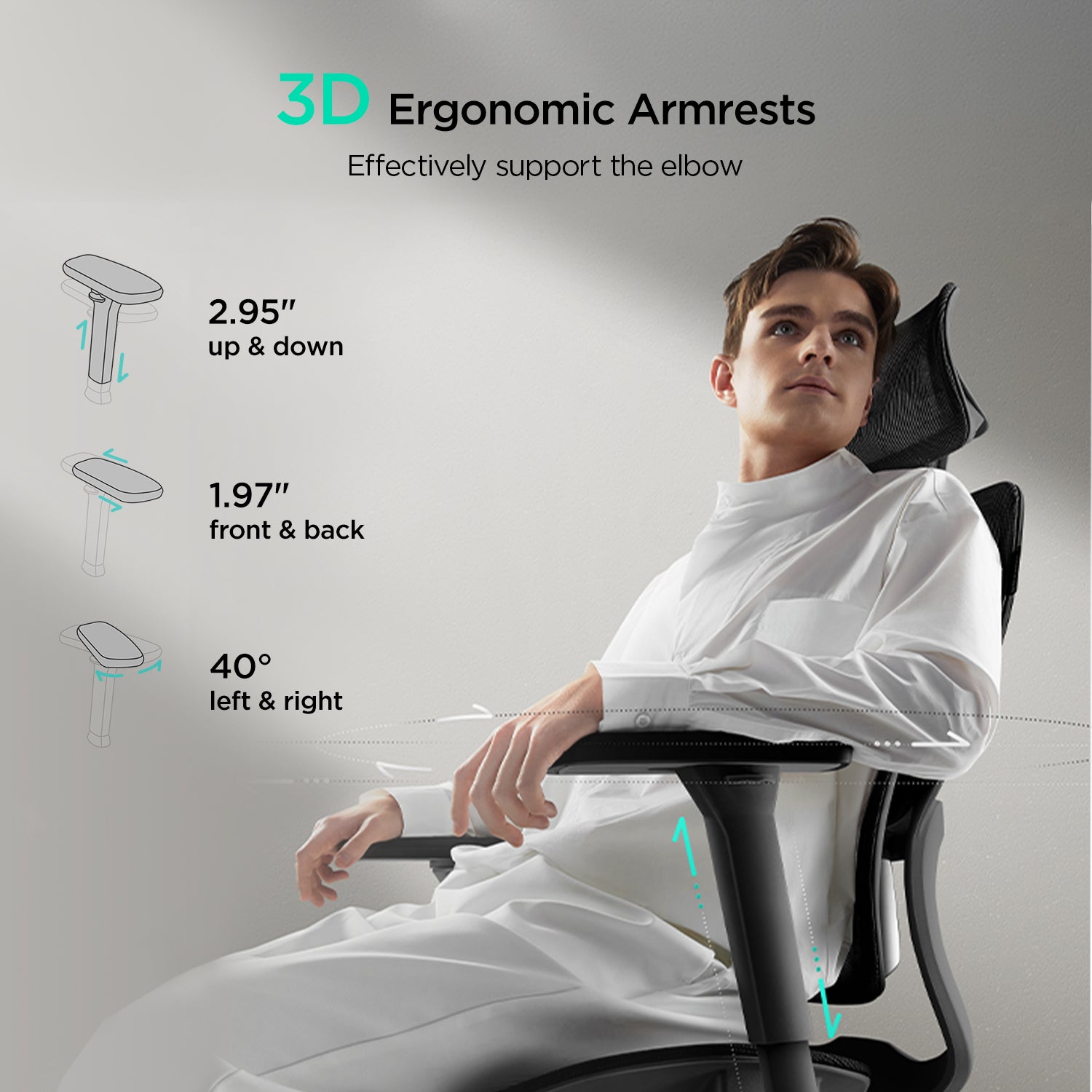 Hbada E2 Pro Ergonomic Office Chair without Footrest black armrests