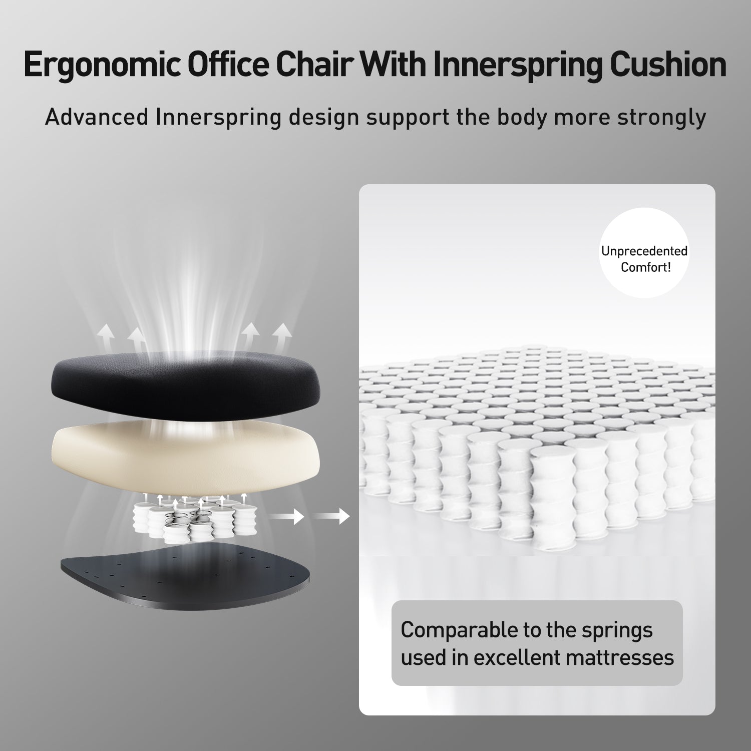 HBADA P5 Ergonomic Office Chair with Footrest black seat