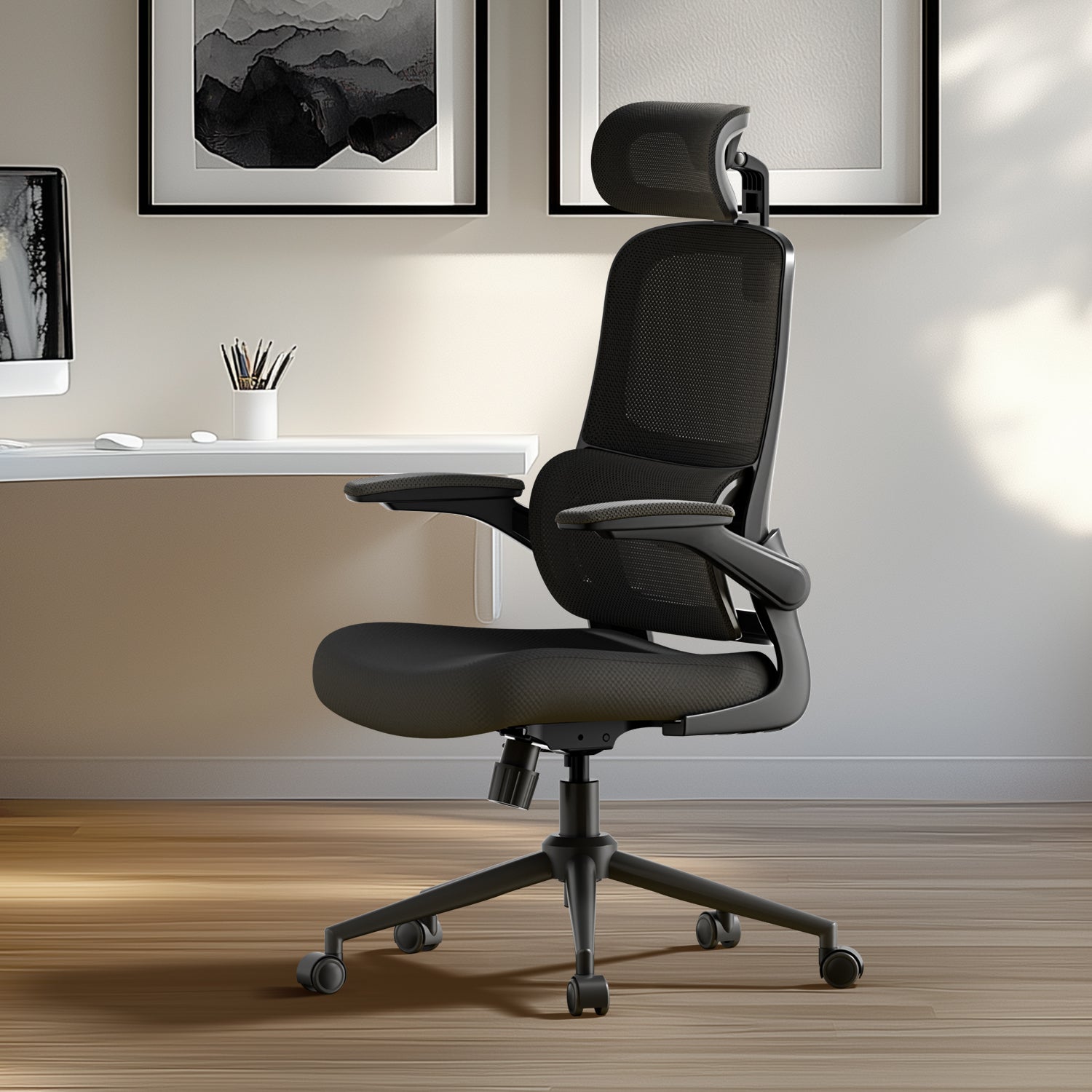 HBADA P1 Ergonomic Office Chair black slightly left