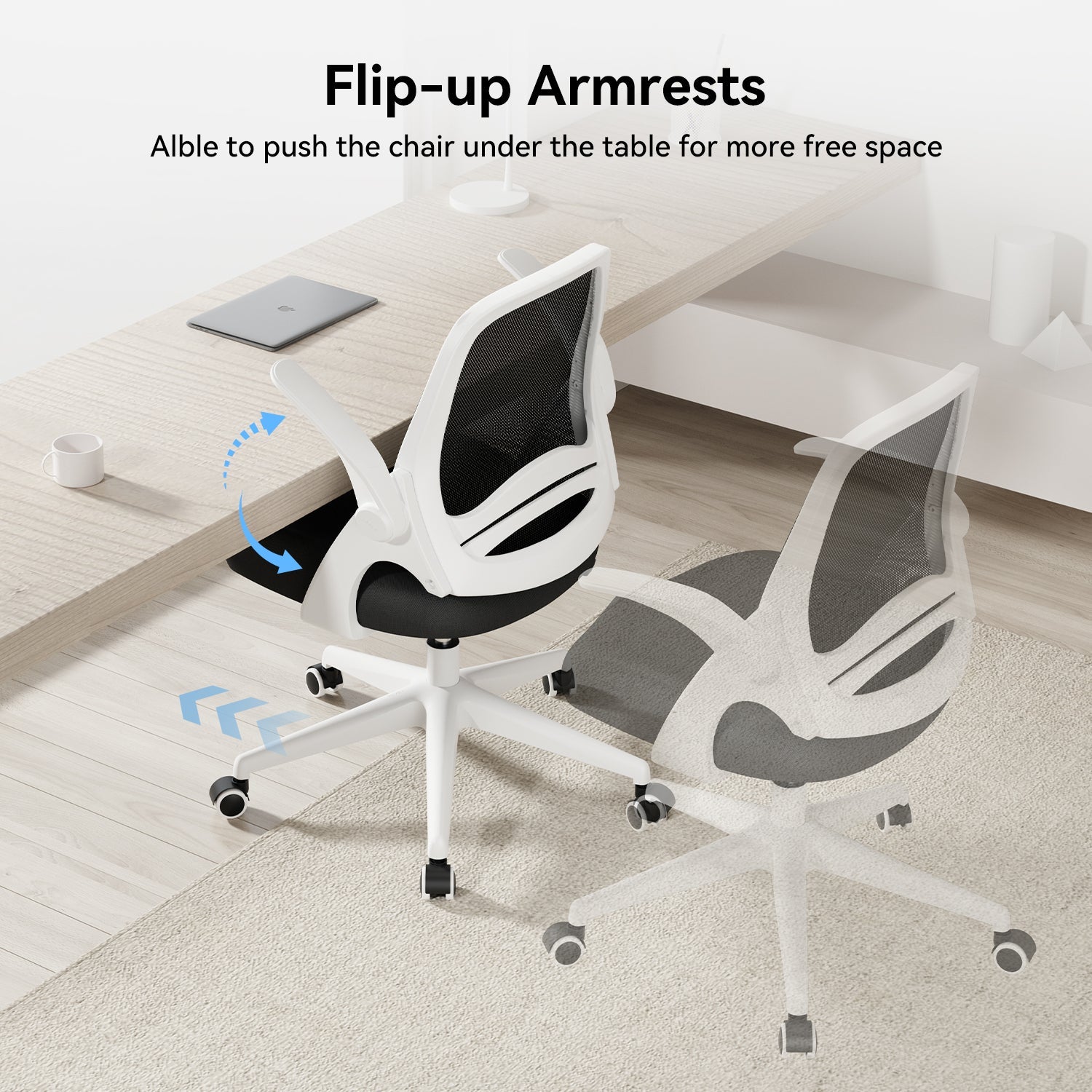 HBADA Penguin-inspired Office Chair-J1 white armrests