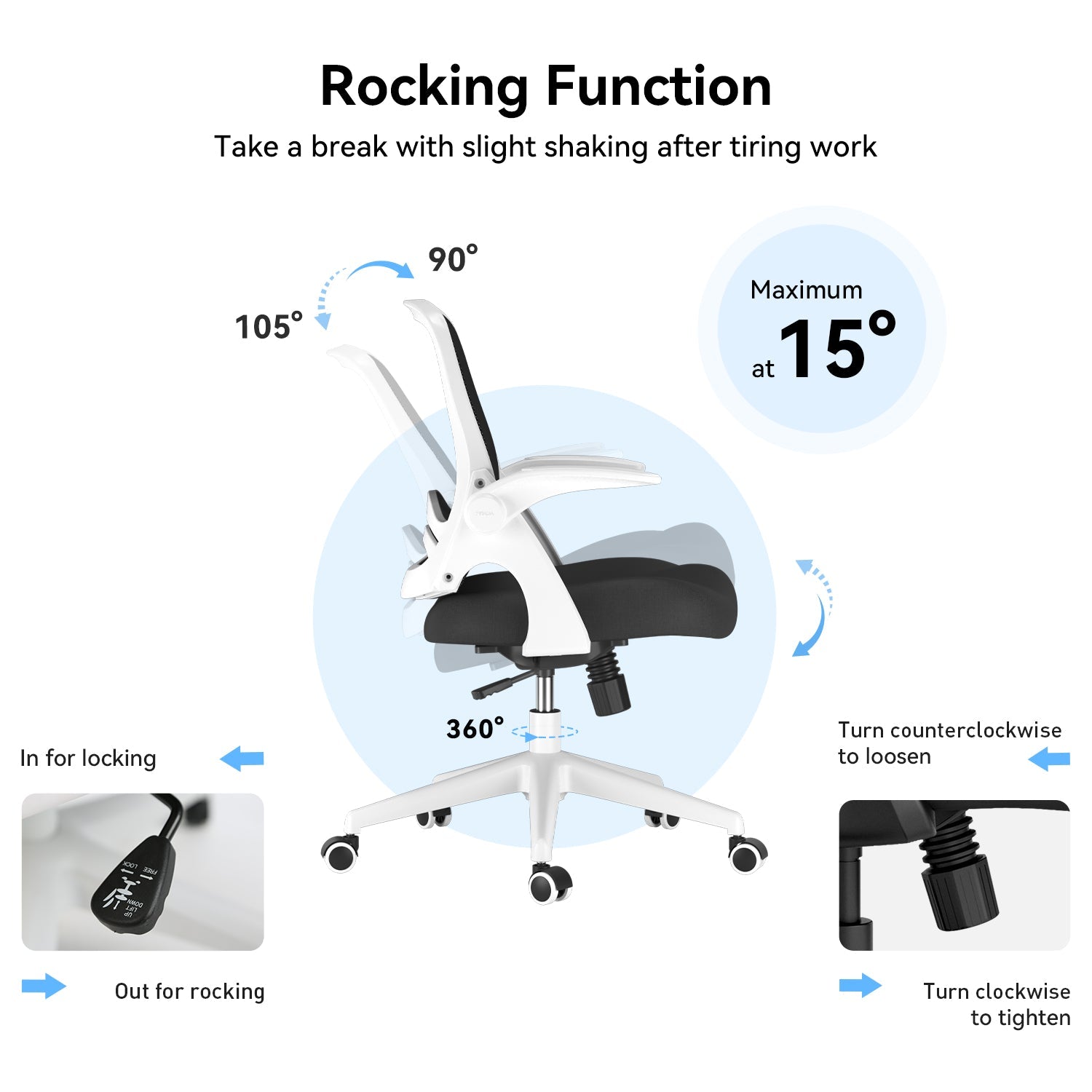 HBADA Penguin-inspired Office Chair-J1 white rocking function