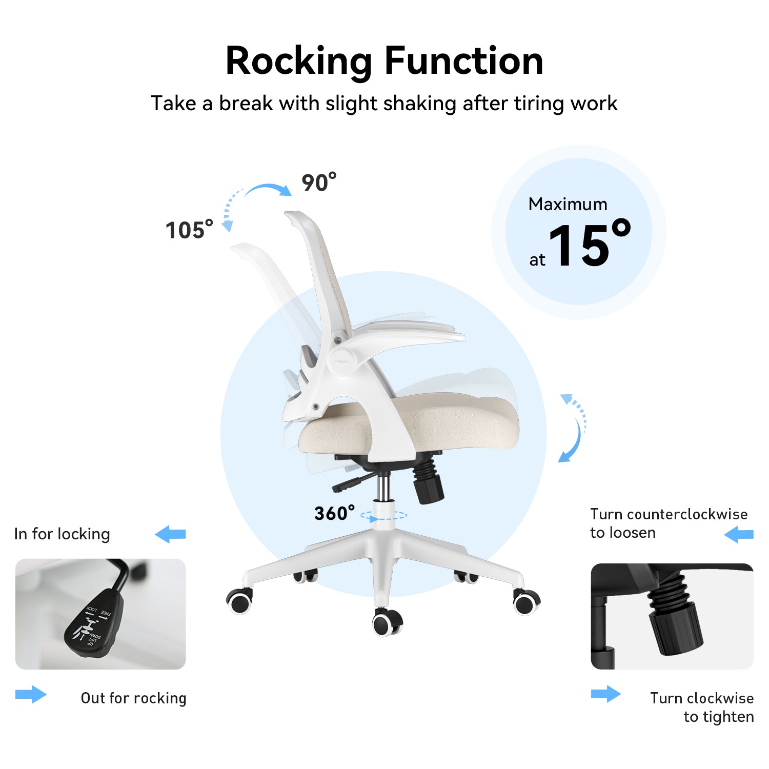 HBADA Penguin-inspired Office Chair-J1 gray rocking function