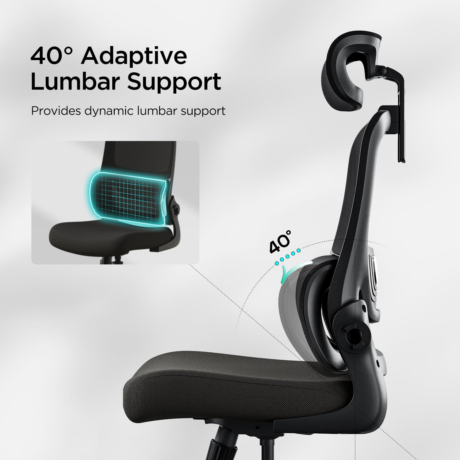 HBADA P1 Ergonomic Office Chair black lumbar support