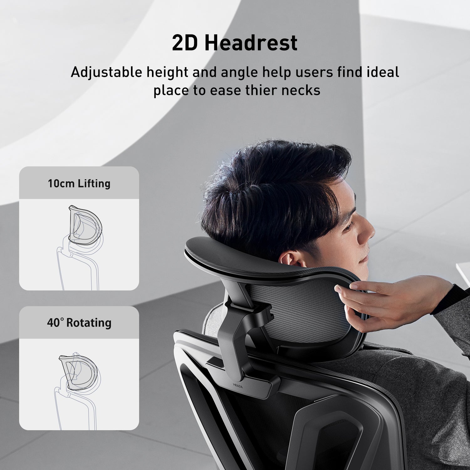HBADA P5 Ergonomic Office Chair with Footrest black headrest