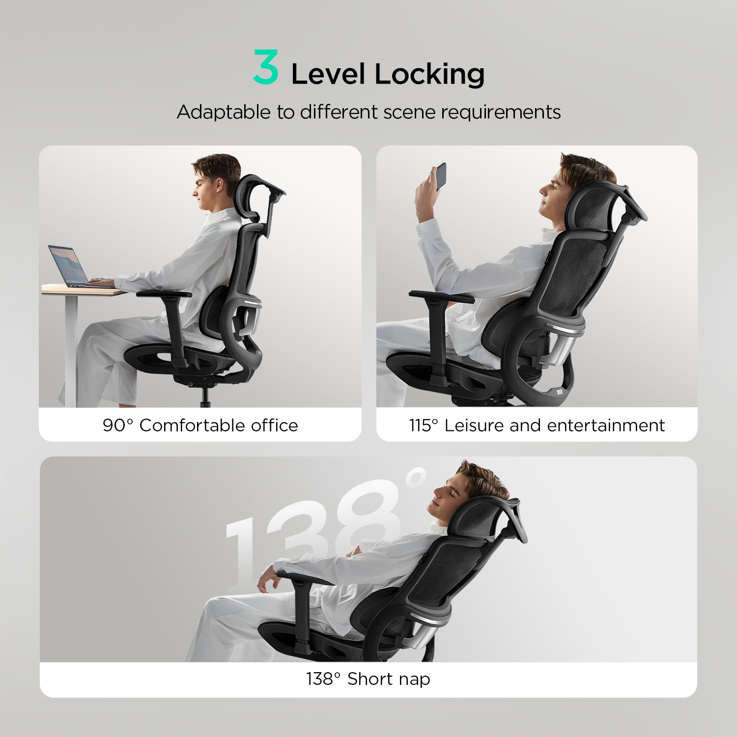 Hbada E2 Pro Ergonomic Office Chair without Footrest black locking function