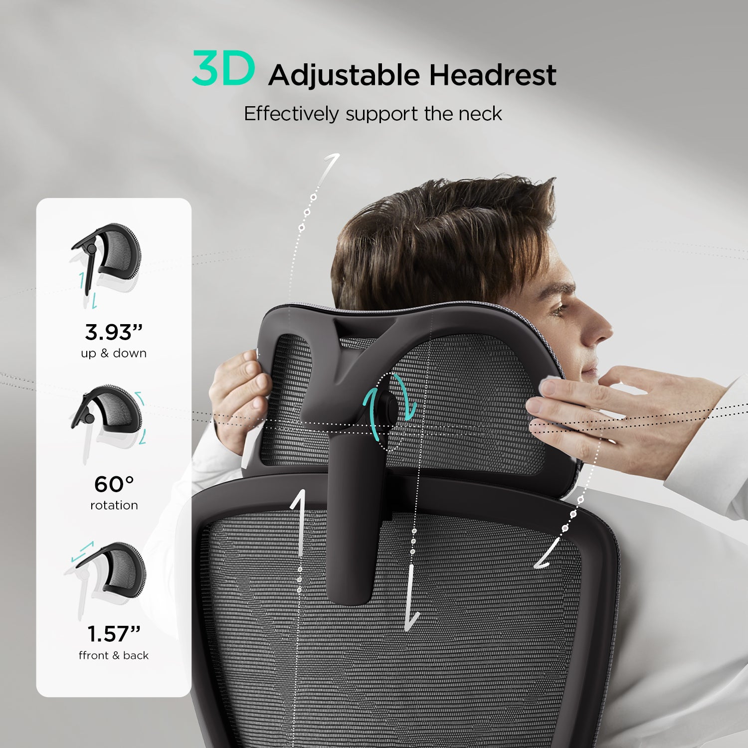 Hbada E2 Pro Ergonomic Office Chair without Footrest black headrest