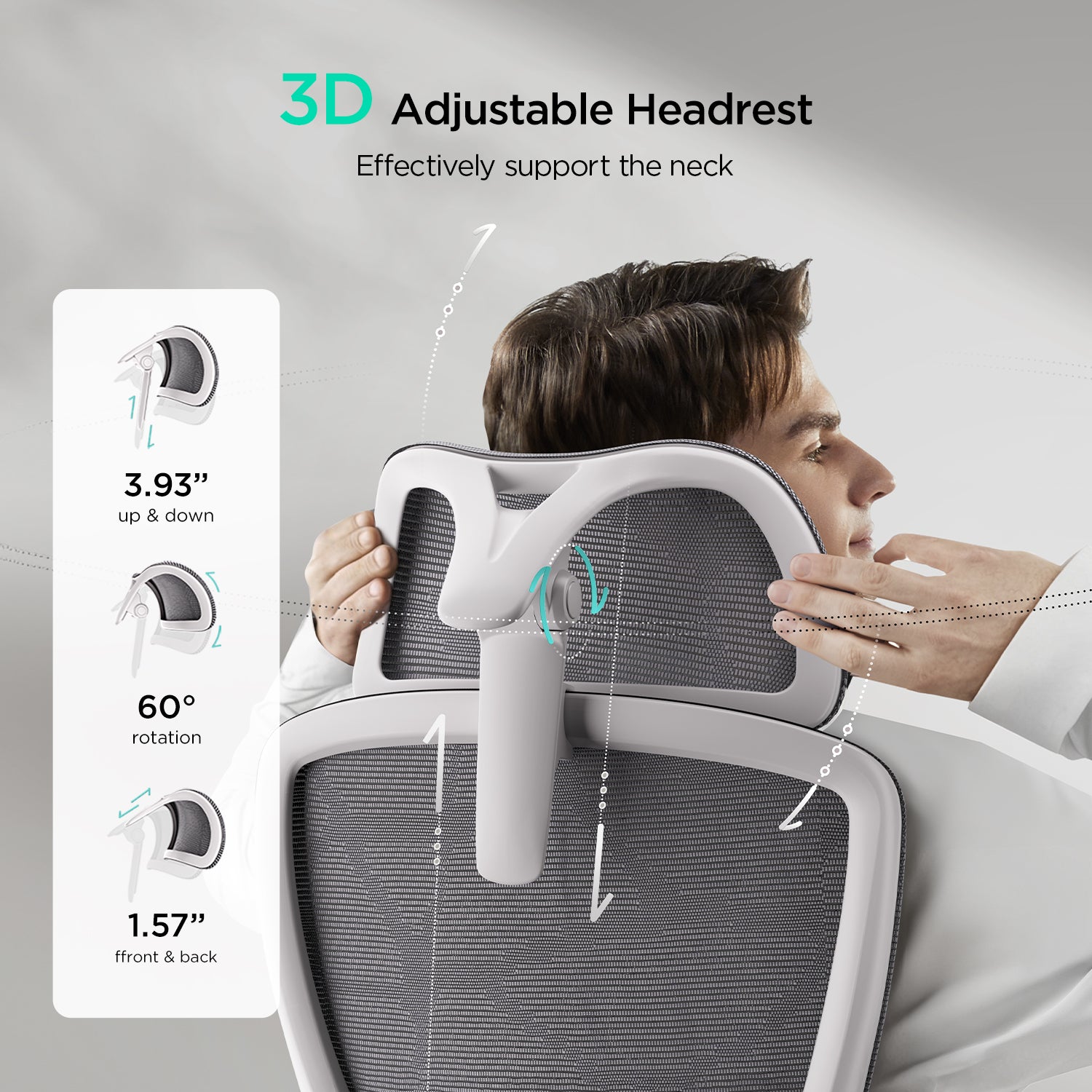 Hbada E2 Pro Ergonomic Office Chair without Footrest white headrest