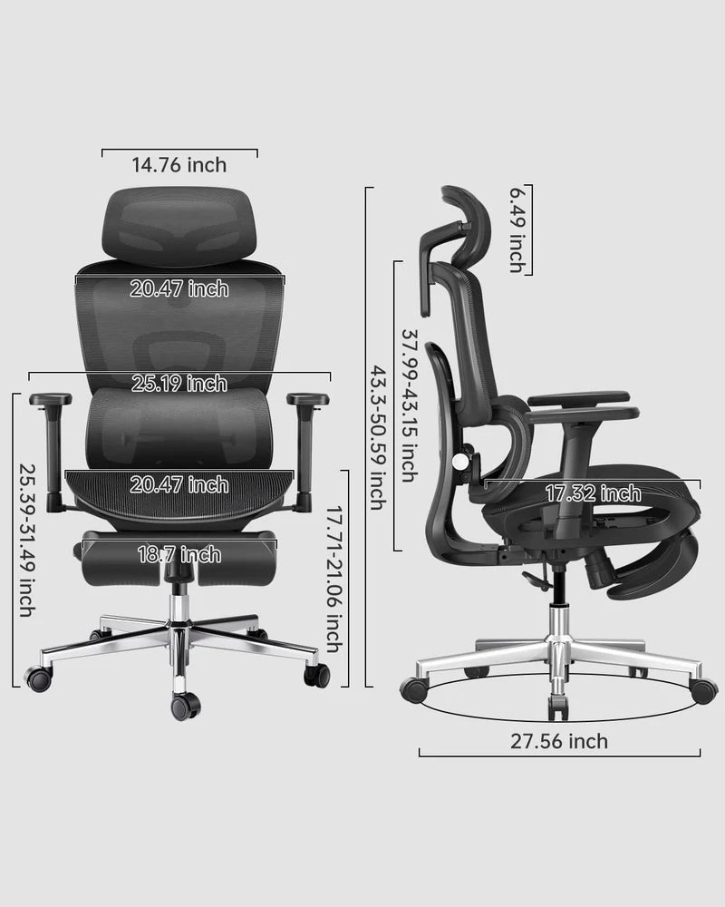 Hbada E2 Ergonomic Office Chair black dimensions