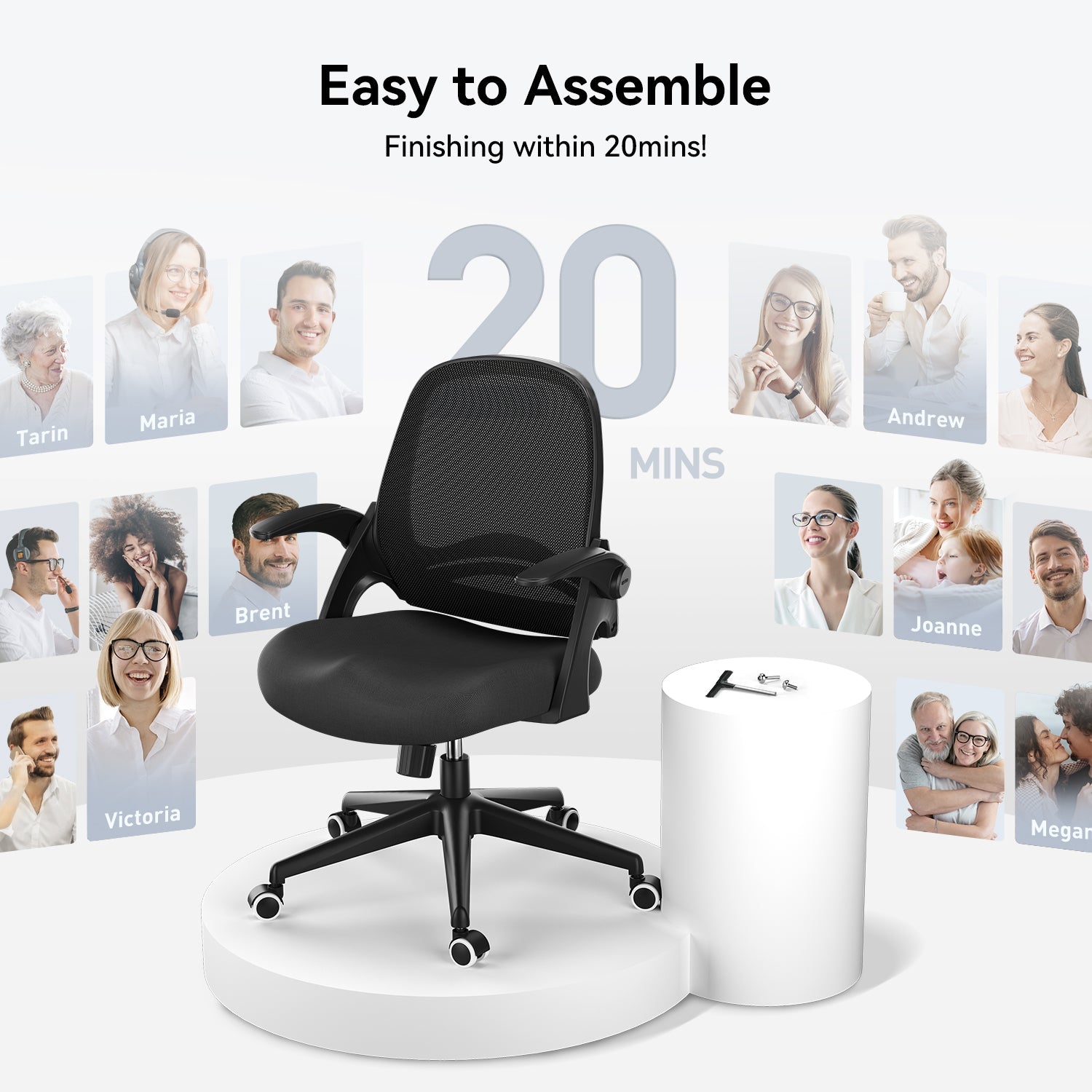 HBADA Penguin-inspired Office Chair-J1 black assemble