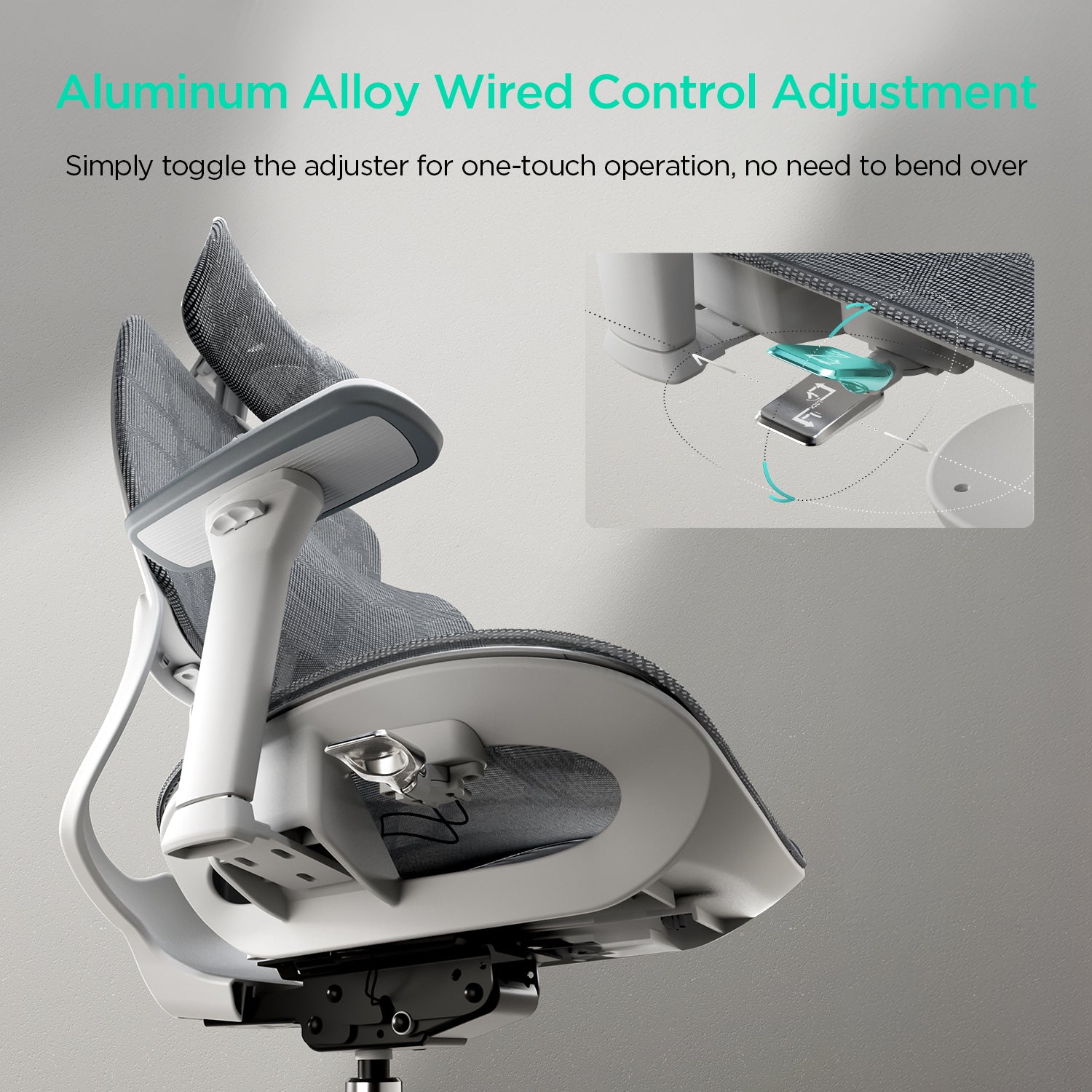 Hbada E2 Pro Ergonomic Office Chair without Footrest white control adjustment