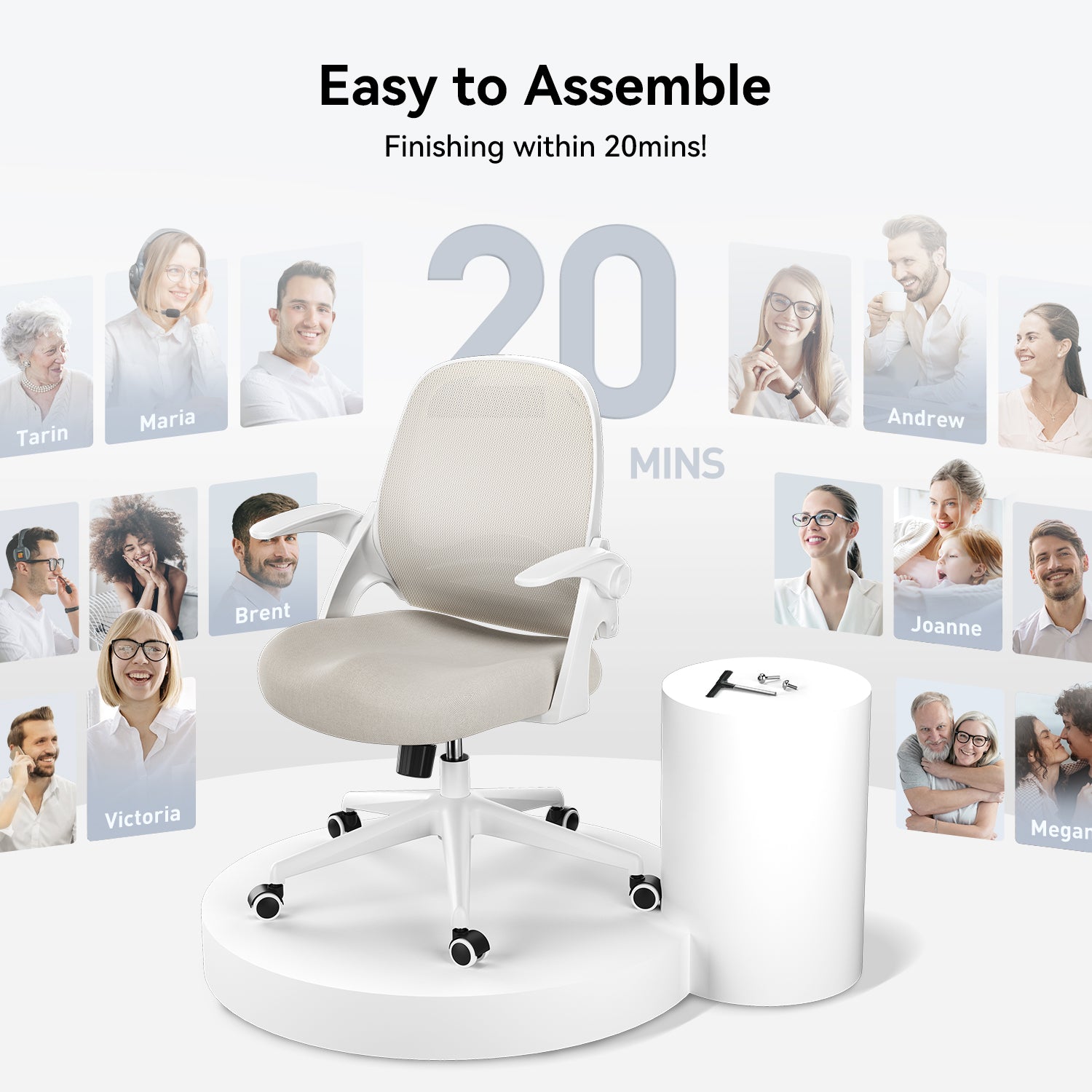 HBADA Penguin-inspired Office Chair-J1 gray assemble