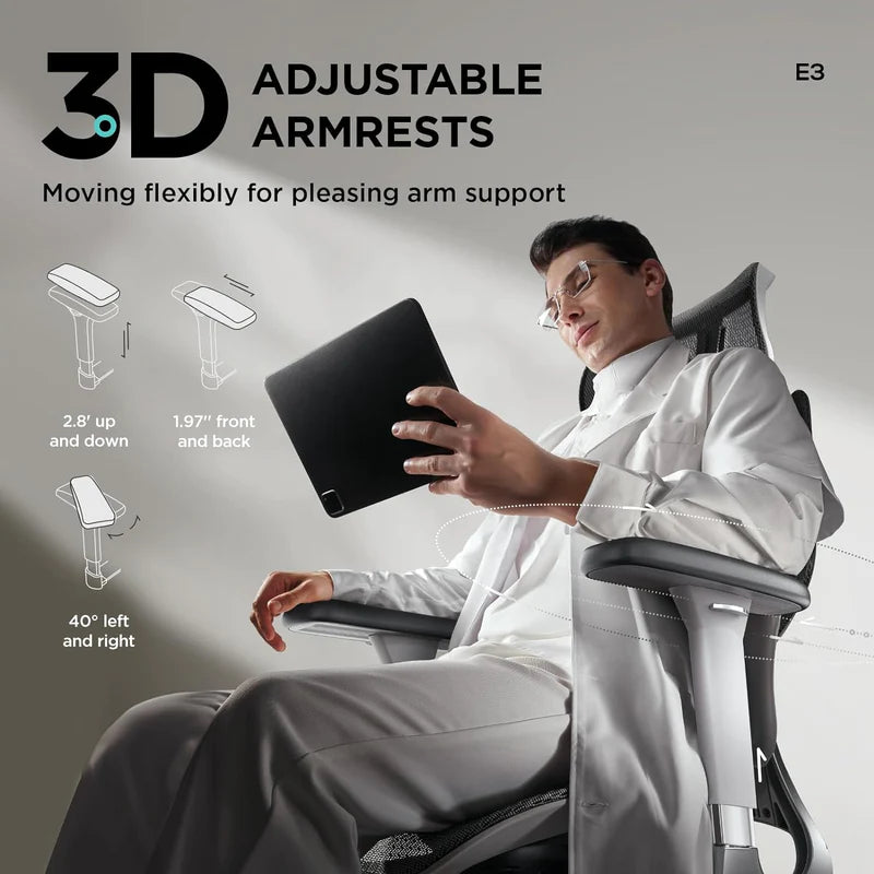 HBADA E3 Air Ergonomic Office Chair gray armrests