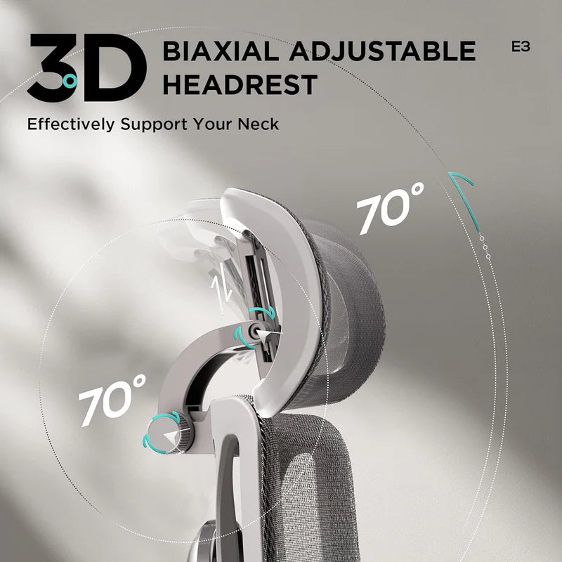 HBADA E3 Air Ergonomic Office Chair gray headrest