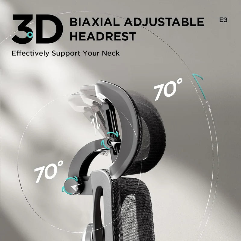 HBADA E3 Air Ergonomic Office Chair black headrest