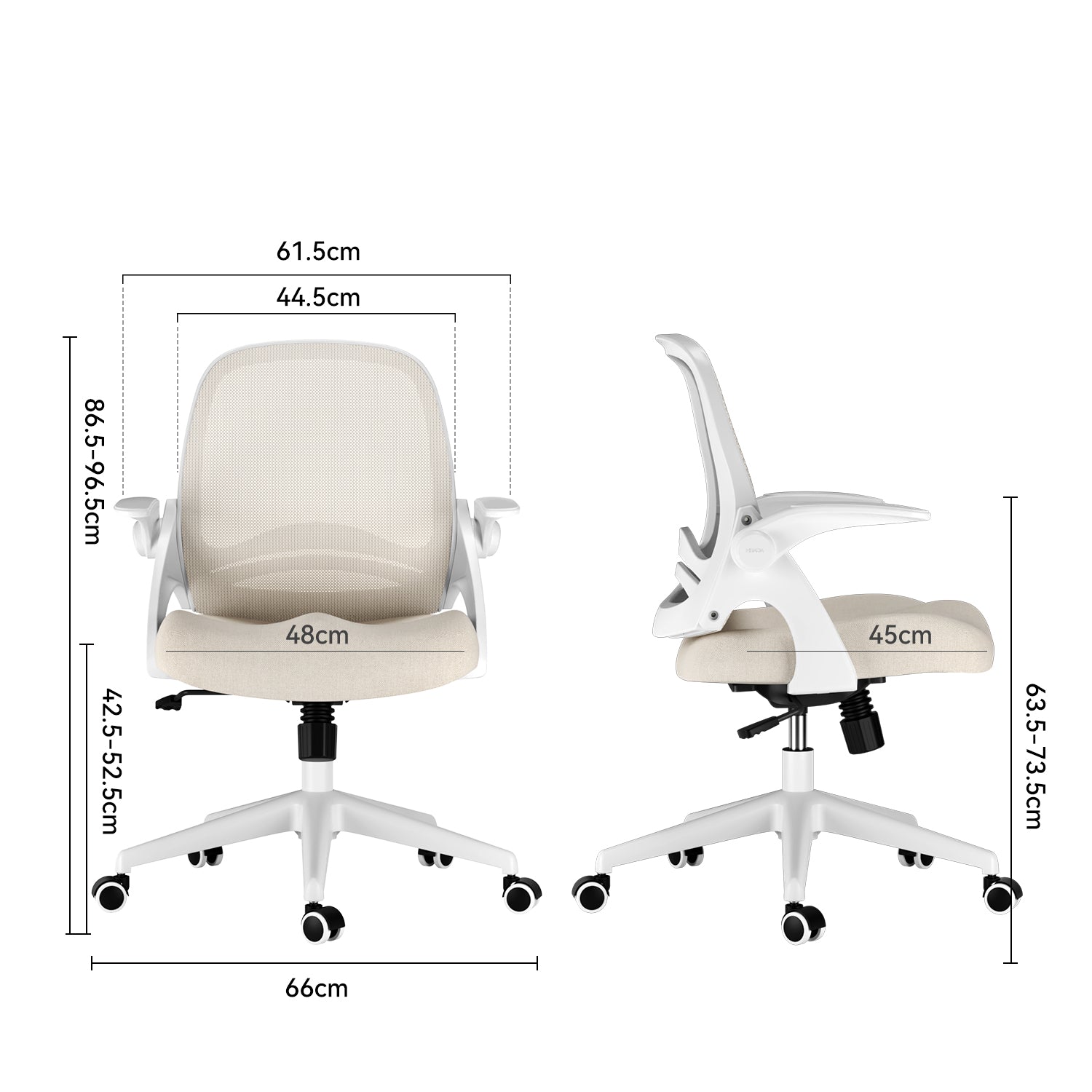HBADA Penguin-inspired Office Chair-J1 gray dimensions