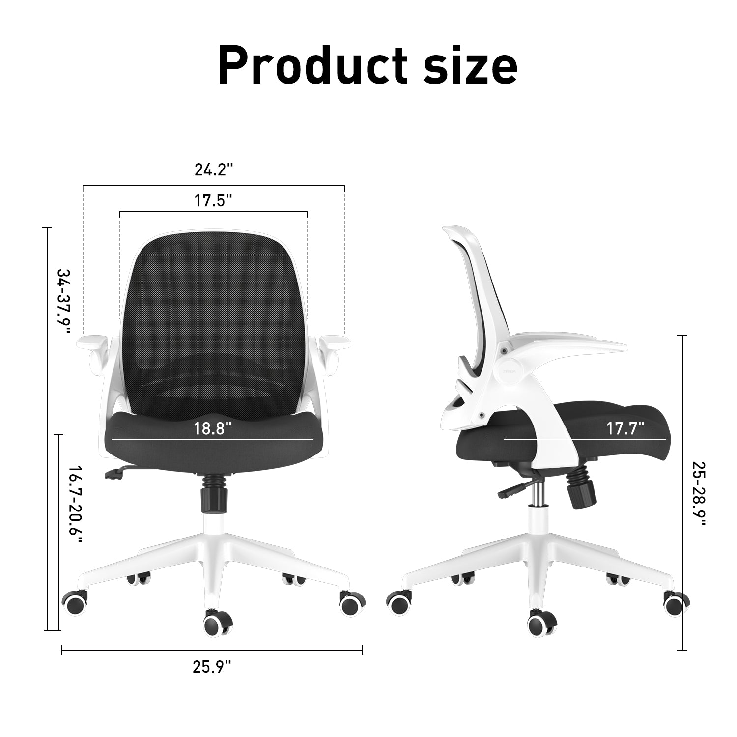 HBADA Penguin-inspired Office Chair-J1 white dimensions