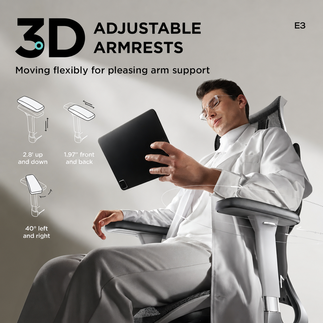 ergonomic office chair supporting a comfortable working posture