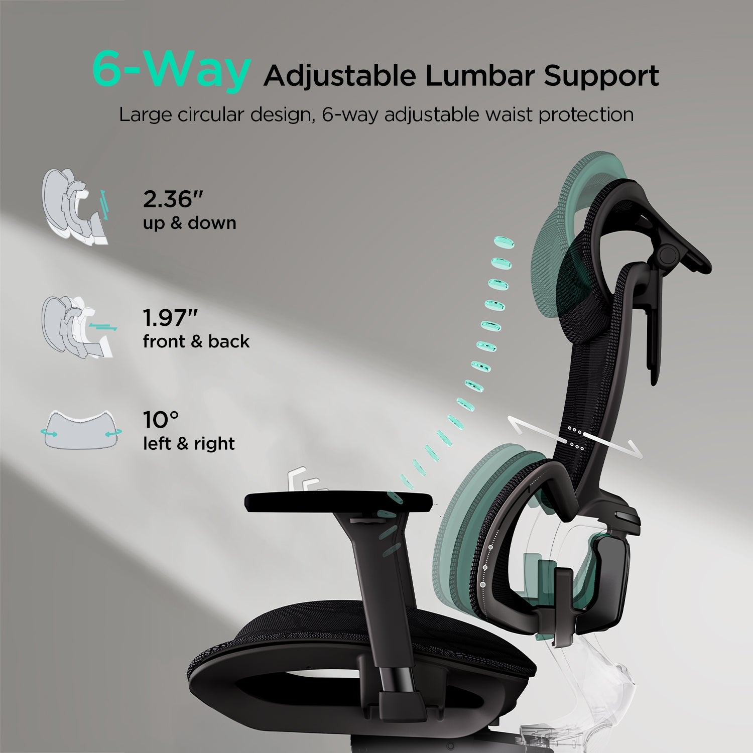 Hbada E2 Pro Ergonomic Office Chair without Footrest black lumbar support