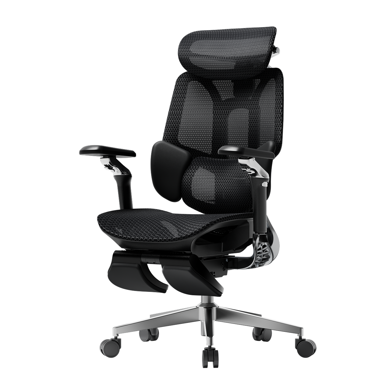 Heavy-duty office chair for tall people: HBADA E3 Pro black with 4D dual-axis adjustable headrest.~1-0