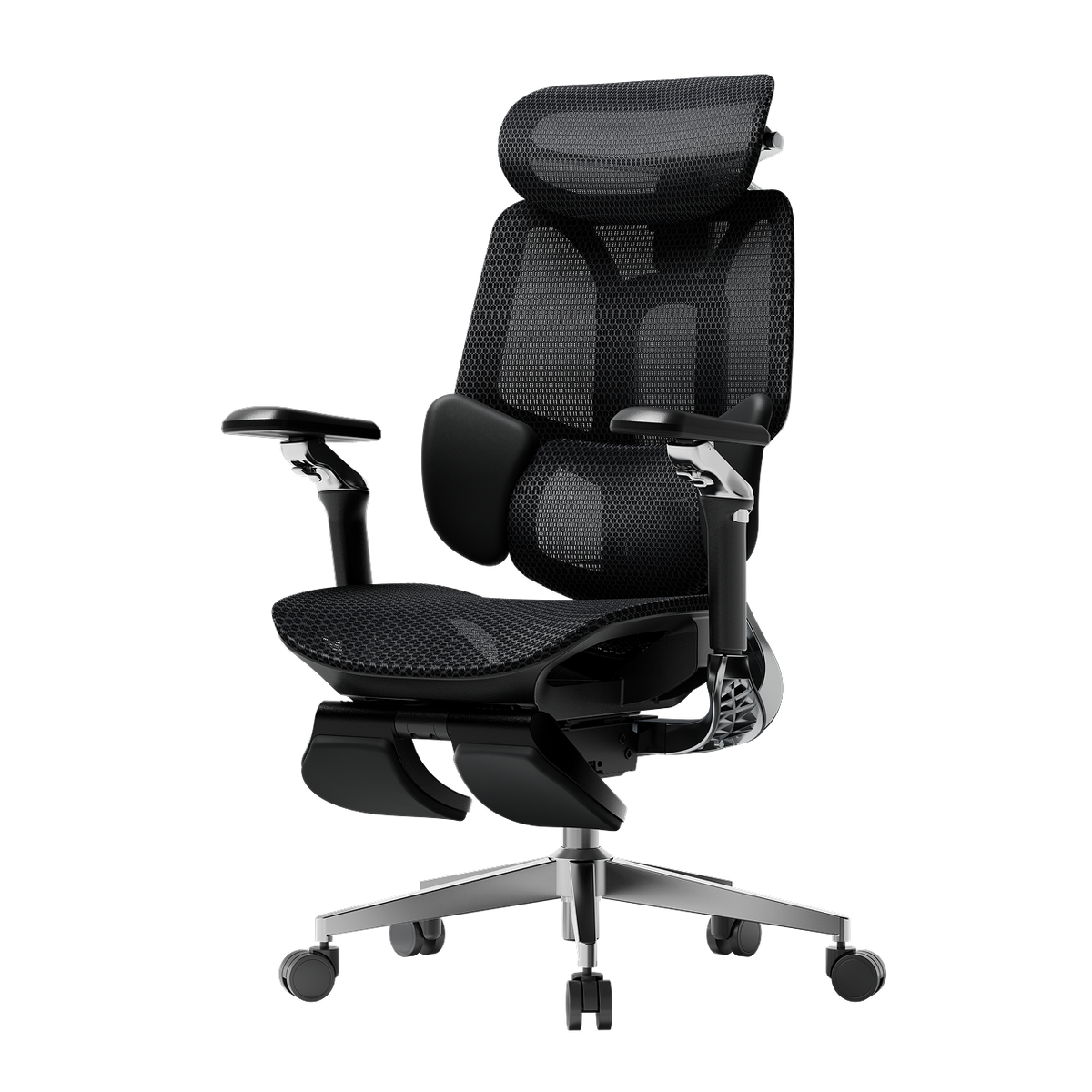 Heavy-duty office chair for tall people: HBADA E3 Pro black with 4D dual-axis adjustable headrest.~1-0