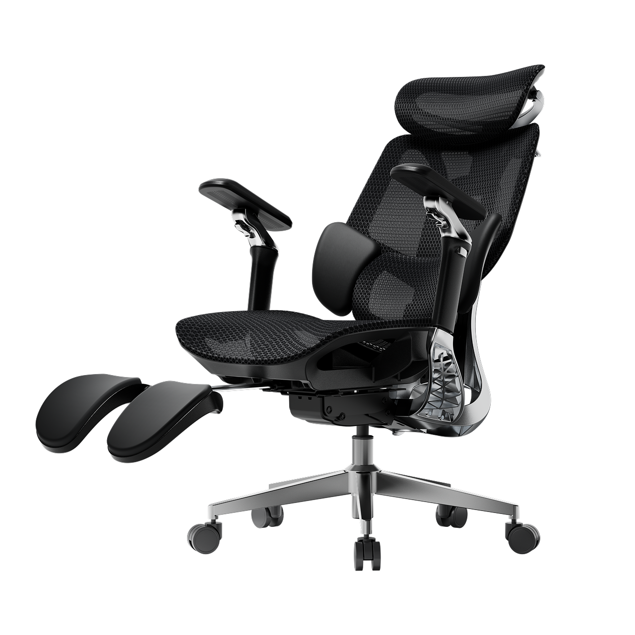 HBADA E3 Pro black 140-degree recline with footrest for active recovery from lower back and L4-L5 strain.~1-0