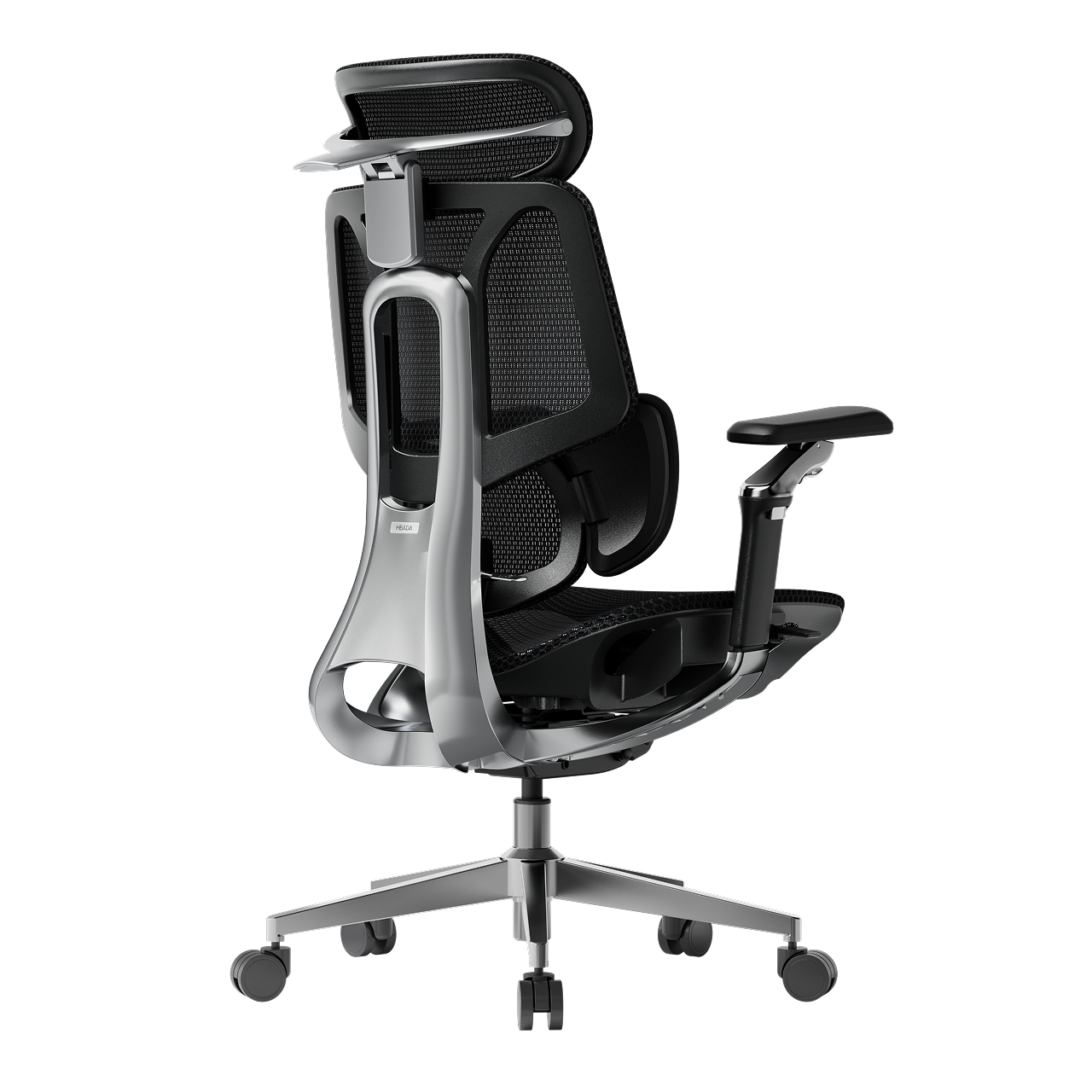 Mechanical chassis view of HBADA E3 Pro black: bio-synchronized support for long-hour productivity.~1-1