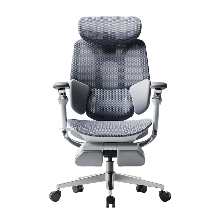 HBADA E3 Pro 2026 Edition grey ergonomic office chair with IGR-certified 3-zone lumbar support.~0-0