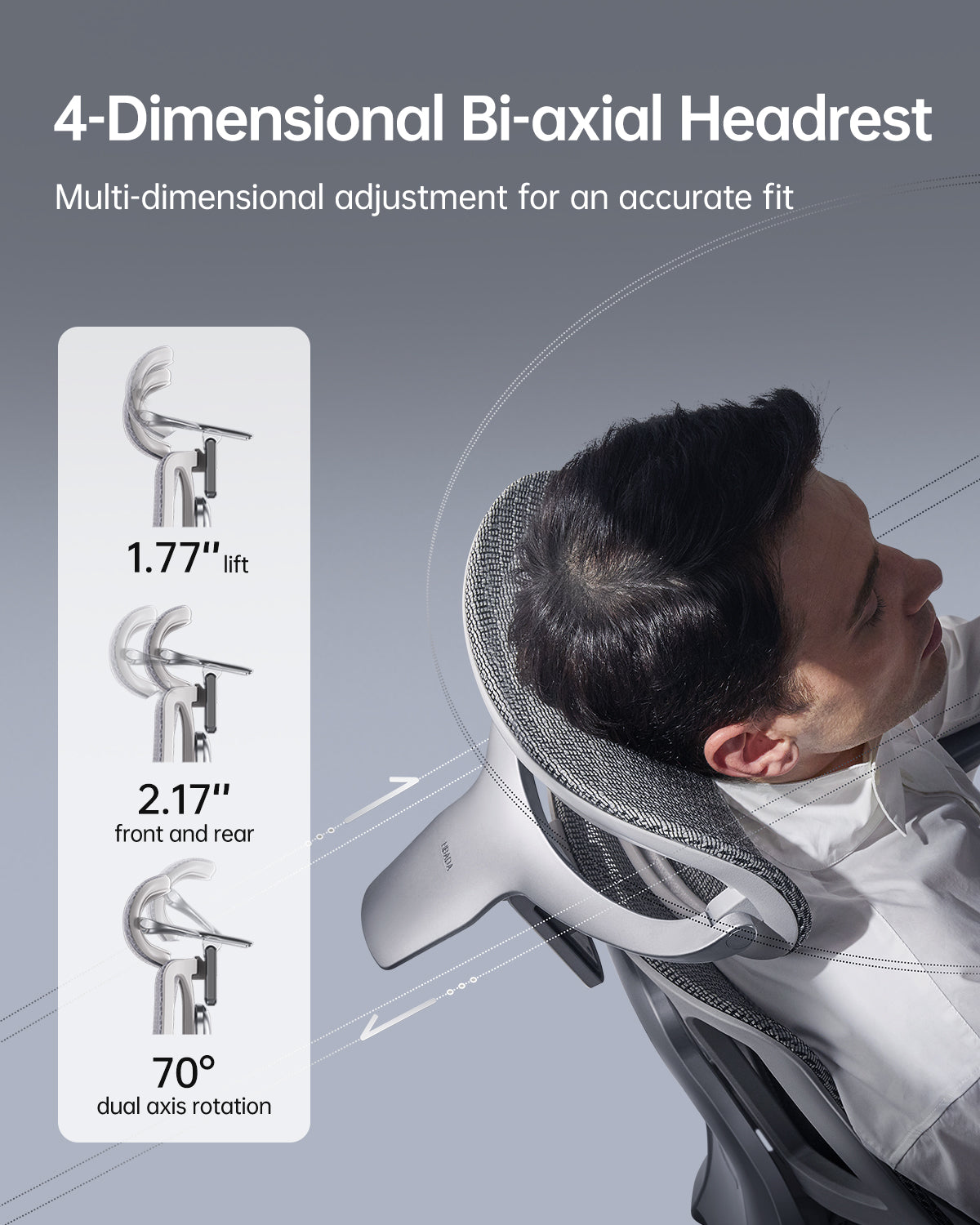 HBADA E3 Ultra Ergonomic Office Chair gray headrest