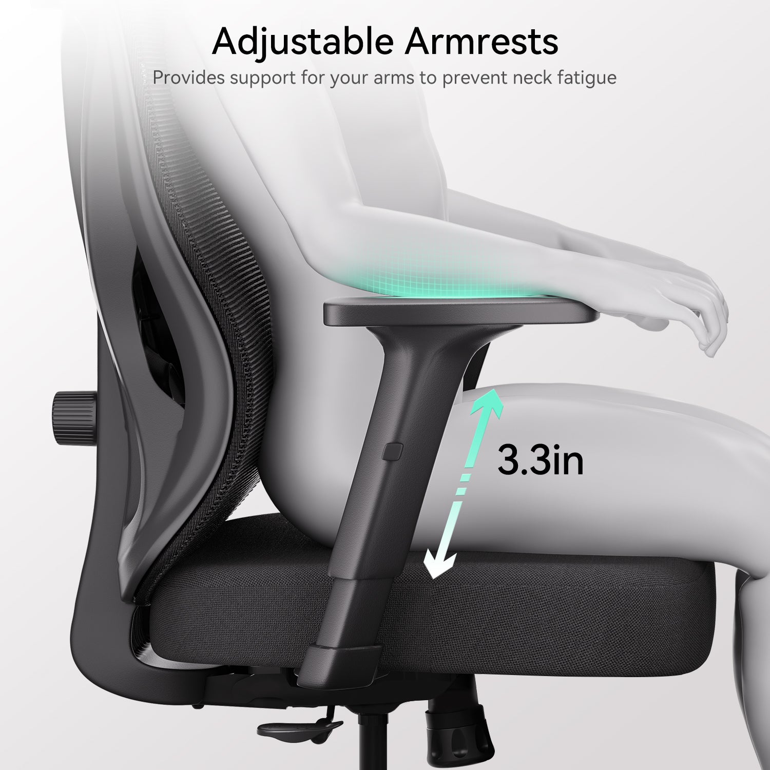 HBADA P5 Ergonomic Office Chair with Footrest black armrests