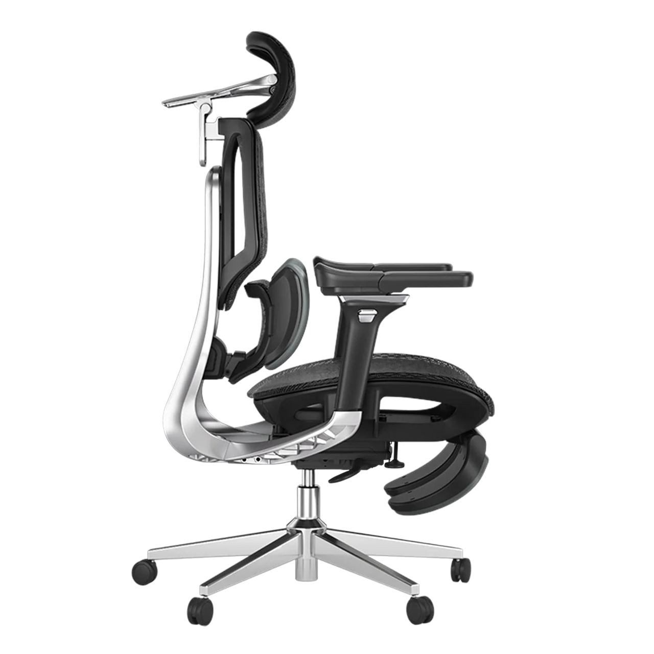 HBADA E3 Pro side view: 140-degree deep recline ergonomic chair with synchronized lumbar support.~1-0