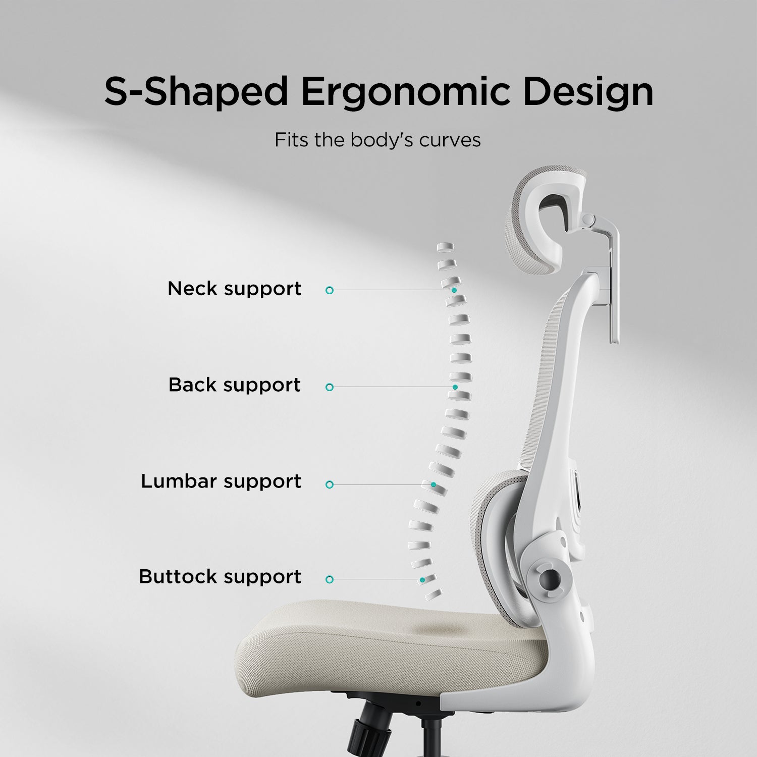 HBADA P1 Ergonomic Office Chair white ergonomic design