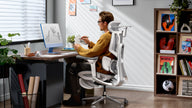 Modern home office setup featuring a big and tall ergonomic office chair by HBADA.~scene