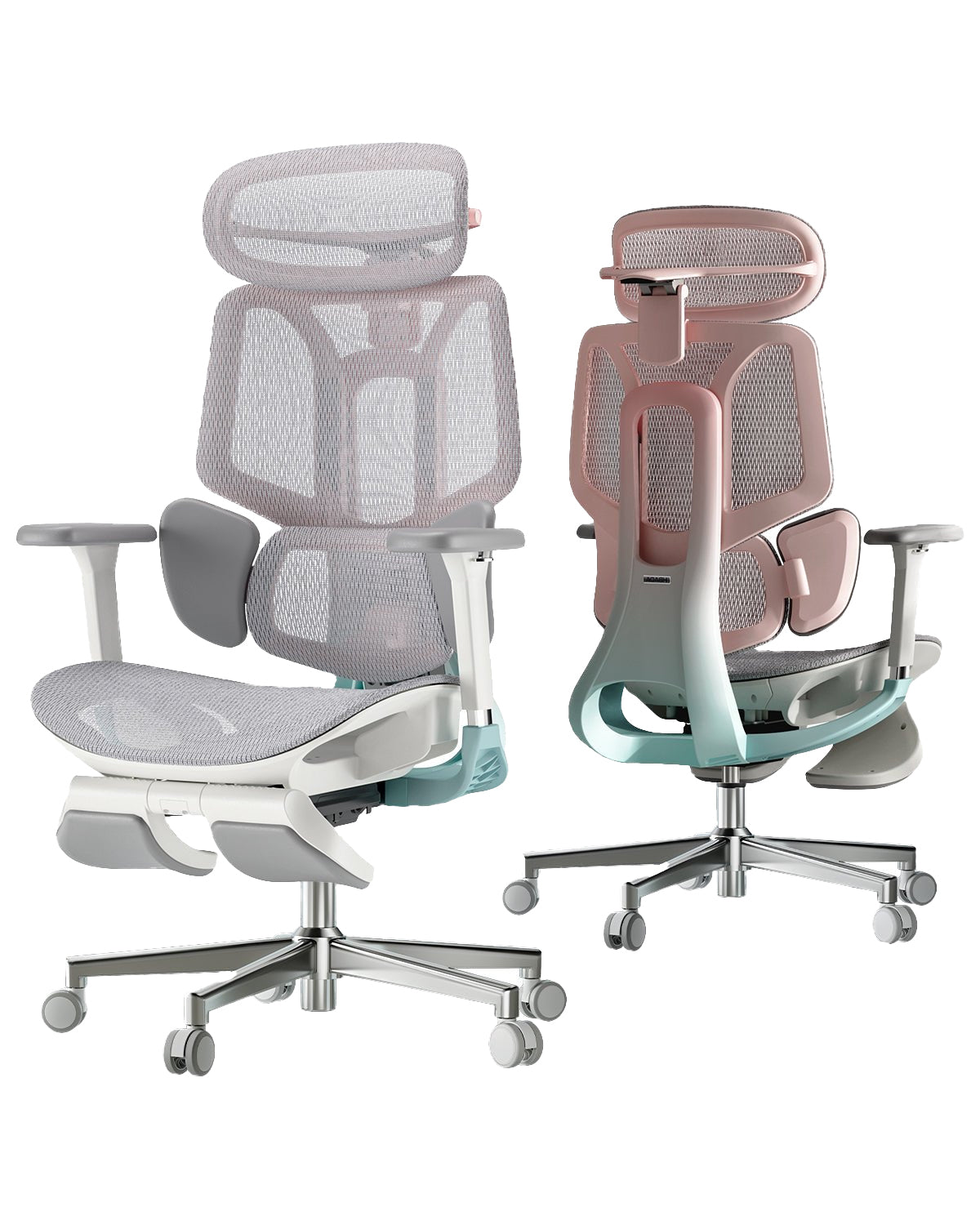 Chaise de bureau ergonomique HBADA E3 Pro (avec repose-pieds) - Rose