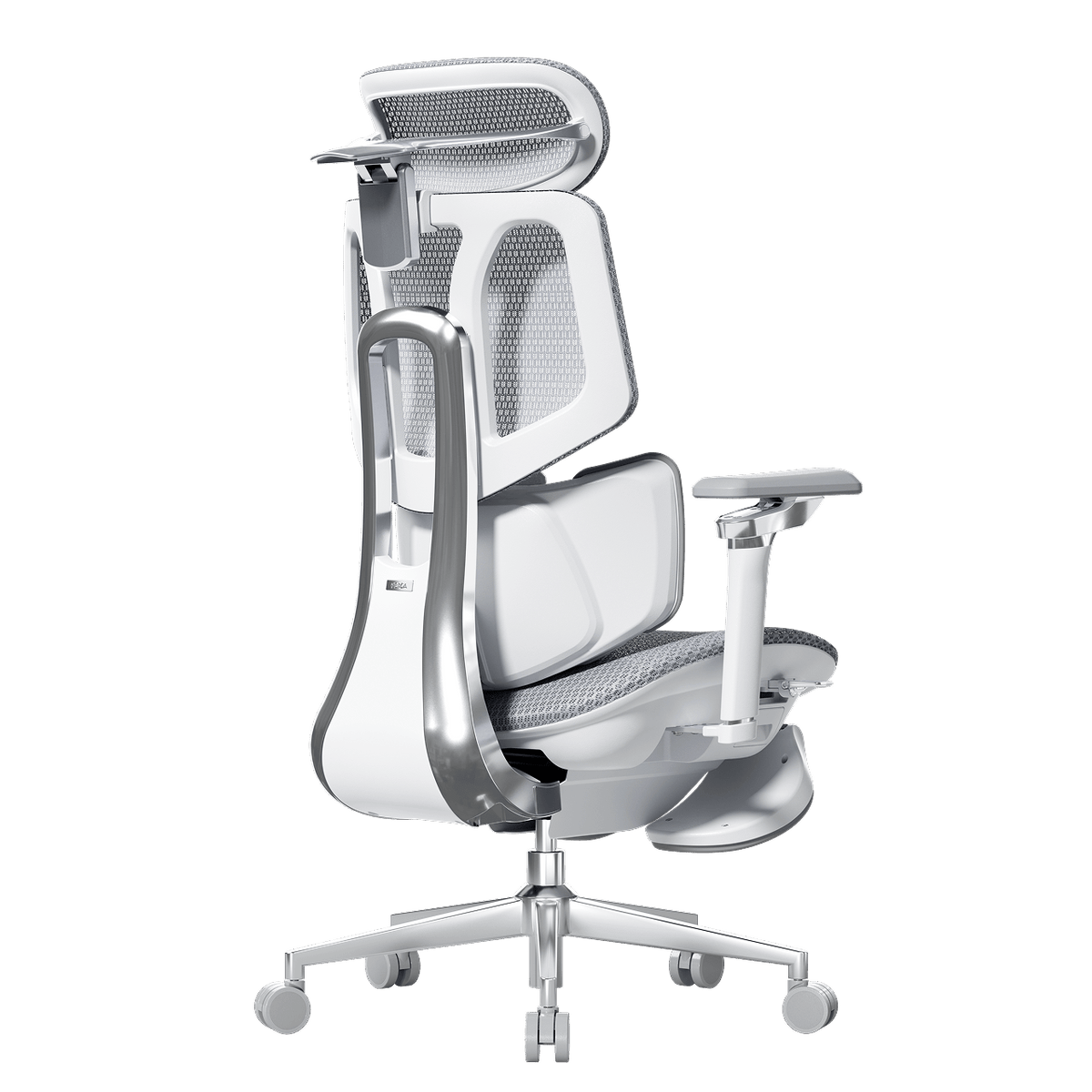 HBADA X7 Smart Gray: Big and tall ergonomic chair supporting up to 150kg with reinforced aluminum base.~0-0