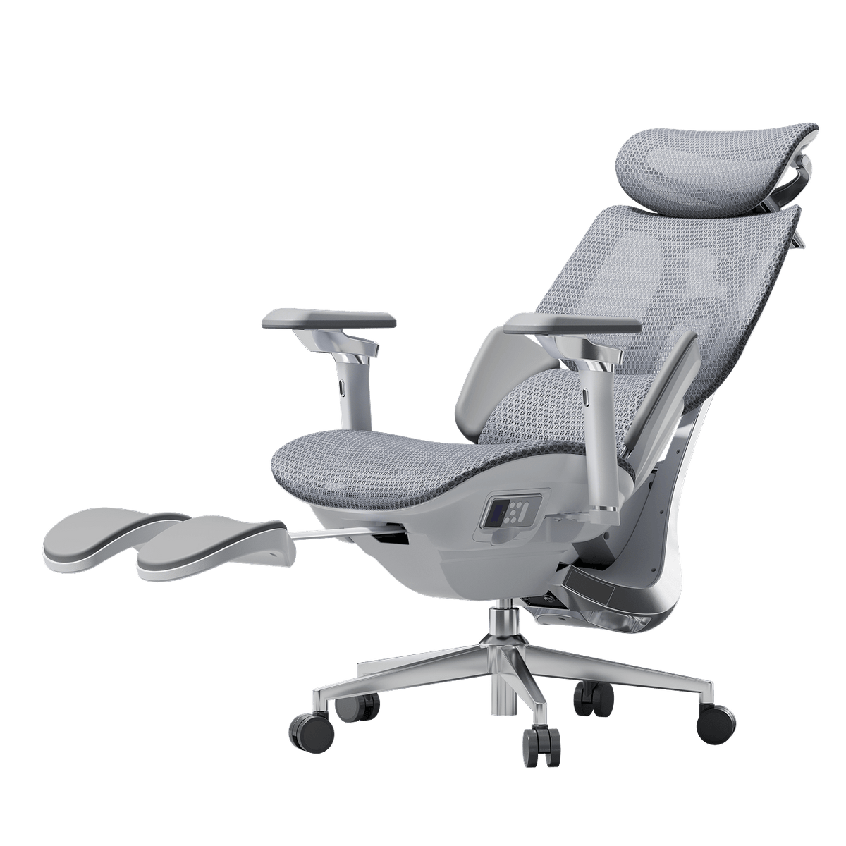 HBADA X7 Smart Gray 140-degree deep recline with integrated massage and graphene heating technology.~0-0