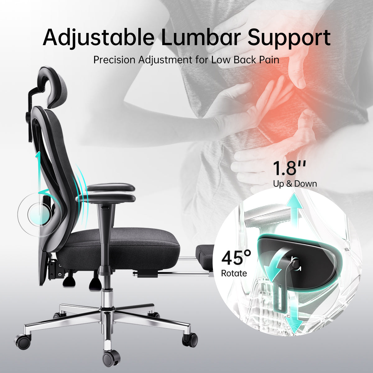 Chaise ergonomique HBADA P3 avec repose-pieds