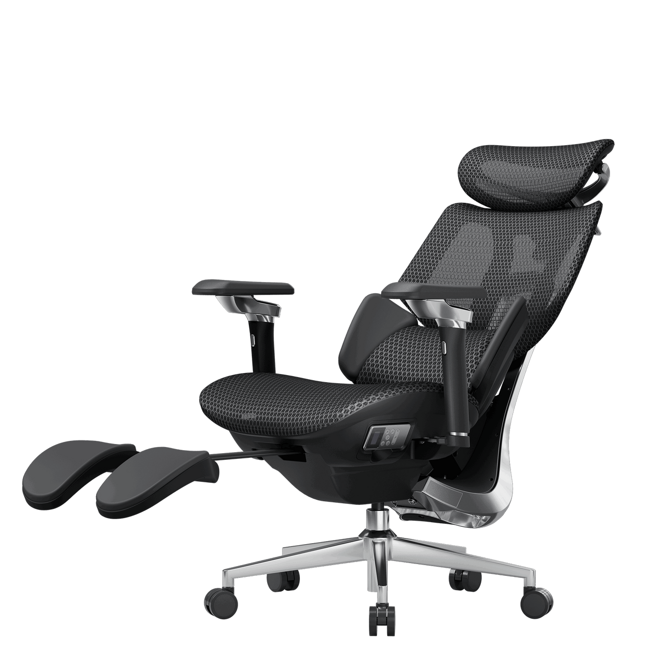Therapeutic recovery: HBADA X7 Black smart chair featuring 8D bionic massage for chronic back pain relief.~1