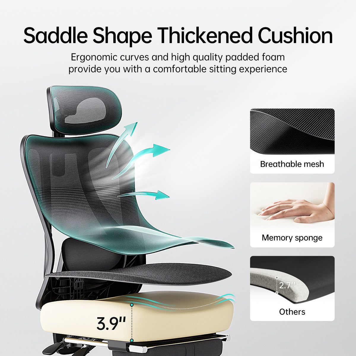 Chaise ergonomique HBADA P3 avec repose-pieds