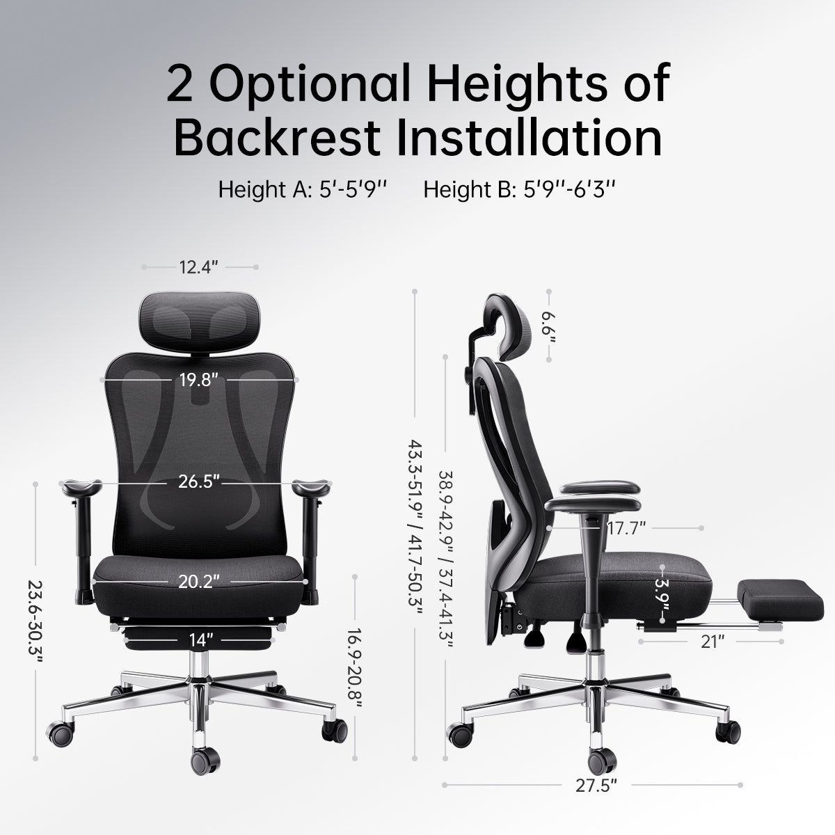 Chaise ergonomique HBADA P3 avec repose-pieds