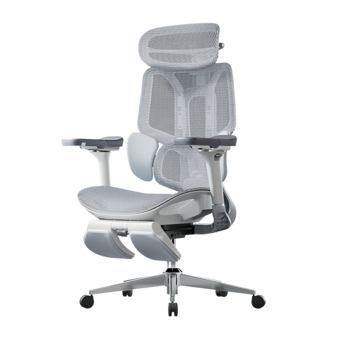 HBADA E3 Pro white ergonomic office chair with IGR-certified lumbar support for EU professionals.~0-0