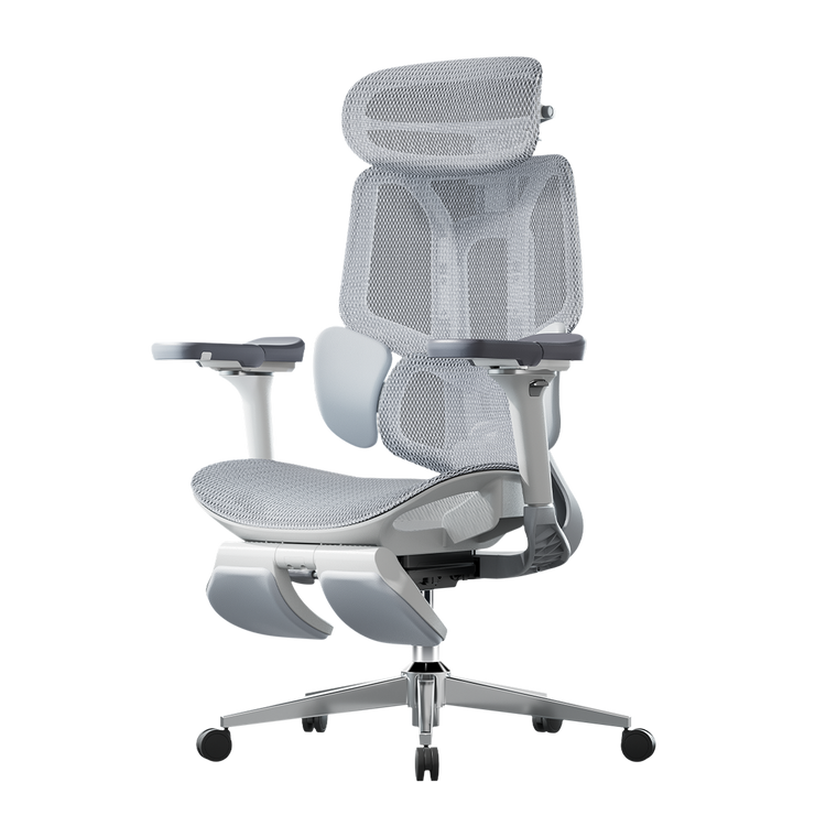 HBADA E3 Pro white ergonomic office chair with IGR-certified lumbar support for EU professionals.~0-0
