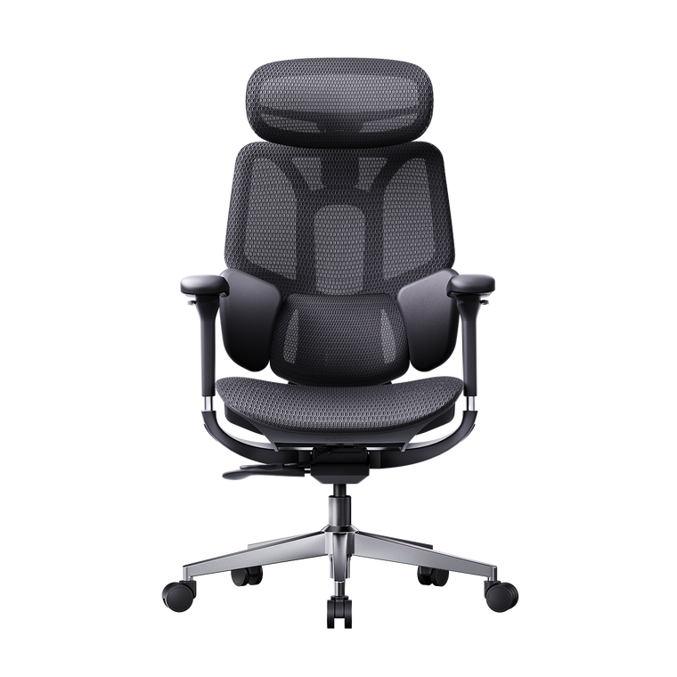 HBADA E3 Air 2026 Edition black: High-back ergonomic office chair for 8-12 hour daily use.~1-0