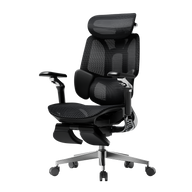Heavy-duty office chair for tall people: HBADA E3 Pro black with 4D dual-axis adjustable headrest.~1-0