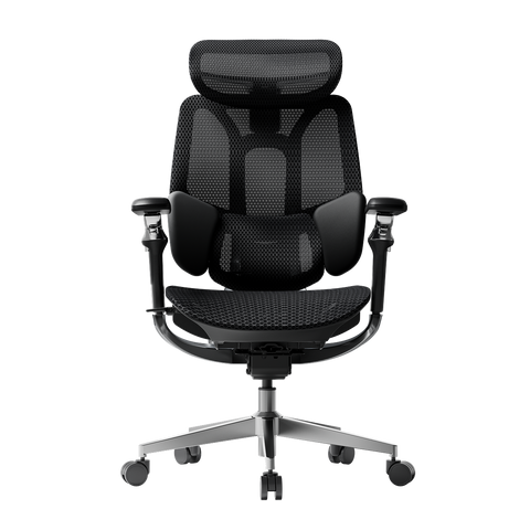 Premium chair ergonomic office solution: HBADA E3 Pro black featuring patented dynamic lumbar tracking~1-1