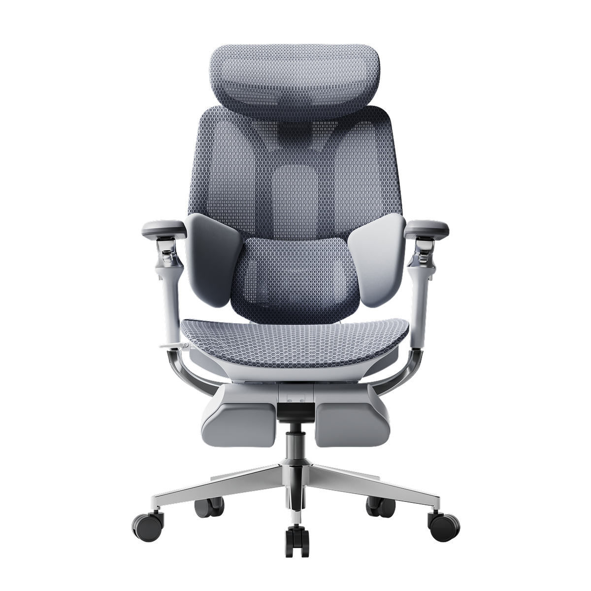 HBADA E3 Pro 2026 Edition grey ergonomic office chair with IGR-certified 3-zone lumbar support.~0-0