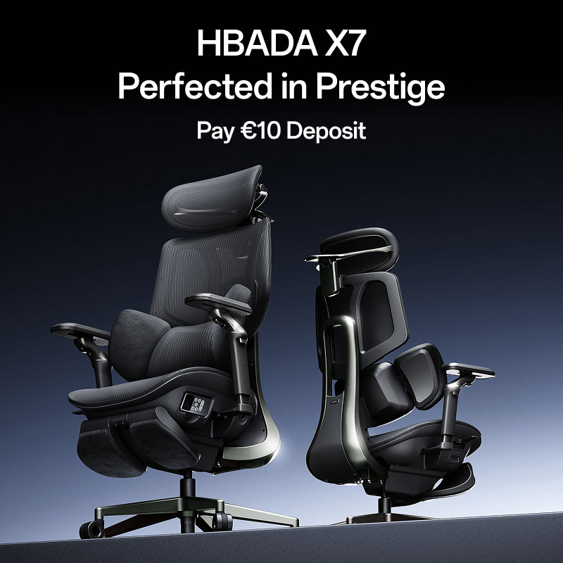 HBADA high-back ergonomic seating feature highlights promotional frame