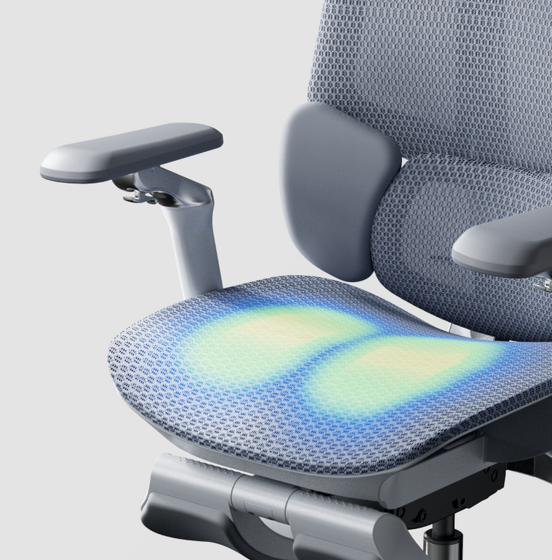 Contoured office chair seat cushion